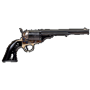 TAYLORS & Company 550714 Cavalier Open-top 38 Special Caliber With 7.50" Blued Finish Barrel, 6rd Capacity Blued Finish Cylinder, Color Case Hardened Finish Steel Frame & Black Polymer Grip