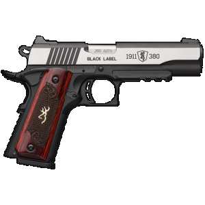 BROWNING 051969492 1911-380 Black Label Medallion Pro 380 Acp 4.25" 8+1 Matte Black Stainless Steel With Black Accents Rosewood With Integrated Gold Buck Mark Inlay Grip Fixed 3-dot Picatinny Rail