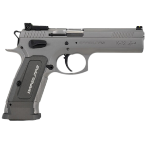 SAR USA K12STSP K12 Sport 9mm Luger Caliber with 4.70" Barrel, 17+1 Capacity, Overall Stainless Finish Steel, Beavertail Frame, Serrated Slide & Gray Polymer Grip