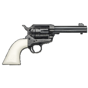 Taylors & Company 200059 1873 Cattleman Outlaw Legacy 357 Mag Caliber with 4.75" Barrel, 6rd Capacity Cylinder, Overall Blued Engraved Finish Steel & Ivory Synthetic Grip