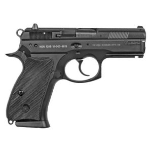 CZ-USA 01199 P-01 *CA Compliant Compact Frame 9mm Luger 10+1, 3.75" Blued Steel Barrel, Black Serrated Steel Slide, Black Polycoat Aluminum Frame w/Beavertail, Black Rubber Grip