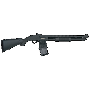 Mossberg 590M Mag-Fed 12GA, 18.5in. Barrel, 10rd, Synth. Stock. Ghost Rings - Black (50206)