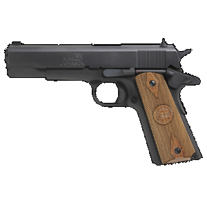 Iver Johnson Arms 1911A1938 1911 A1 38 Super 9+1 5" Black Steel Barrel, Matte Blued Serrated Steel Slide & Frame w/Beavertail, Double Diamond Checkered Walnut Grip
