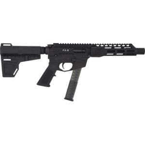 Freedom Ordnance FX9P8 FX-9 9mm Luger 8.25" 33+1 Black Hard Coat Anodized Black Polymer Grip KAK Shockwave Pistol Brace