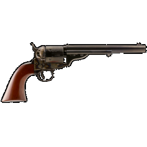 TAYLORS & Company 550695 1860 Open-top 38 Special Caliber With 7.50" Blued Finish Barrel, 6rd Capacity Blued Finish Cylinder, Color Case Hardened Finish Steel Frame & Walnut Army Size Grip