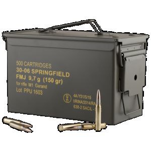 PPU Pp3006gmc Standard Rifle 30-06springfield 150gr Full Metal Jacket/500rds *sold By Case *includes Metal Can
