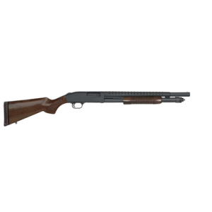 Mossberg 590 Retrograde 12GA, 18.5in. Barrel, 6rd, Wood Stock & Forend. Incl. Heatshield - Black - Mossberg