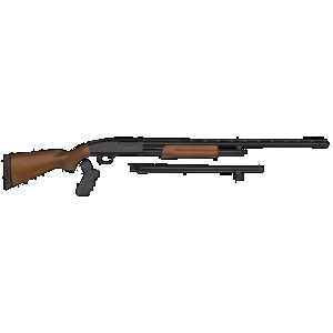 Mossberg 500 Combo Field/Security 12GA, 18.5in. Barrel, 5rd, Wood Stock & Forend. Incl 28" V/R barrel. Incl. Pistol Grip Kit. - Black (54169)