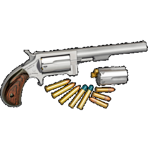North American Arms SWC4 Sidewinder *CA Compliant 22 LR or 22 WMR 5rd 4" Barrel, Overall Stainless Steel Finish & Rosewood Birdshead Grip Includes Cylinder