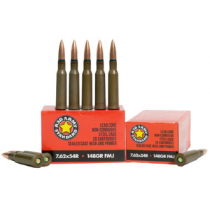 RED Army Standard Cent Ammo 7.62x54mm Rimmed Russian Steel 148 Grain 20 Rounds
