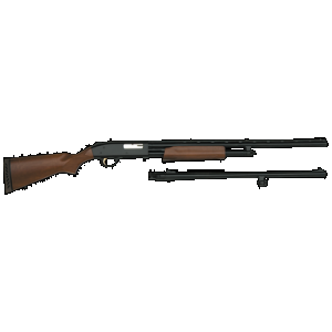 Mossberg 500 Combo Field/Deer 20GA, 24in. Barrel, 5rd, Wood Stock & Forend. Incl. 26" V/R Barrel. - Black (54282)