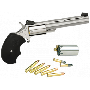 NAA Mini-Master Target Revolver Combo 22 LR/.22 WMR Stainless/Black 4 in. 5 rd. AS