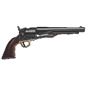 CIMARRON Ca040 1860 Army Cut For Stock .44 Cal 6 Shot, 8" Blued Round Steel Barrel, Blued Fluted Cylinder, Color Case Hardened Steel Frame, Smooth Walnut Grip, Exposed Hammer