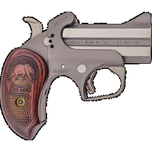 Bond Arms BAGR Grizzly 45 Colt (LC)/410 Gauge 2rd 3" Stainless Steel Double Barrel & Frame, Rebounding Hammer, Blade Front/Fixed Rear Sights, Rosewood Grips, Manual Safety