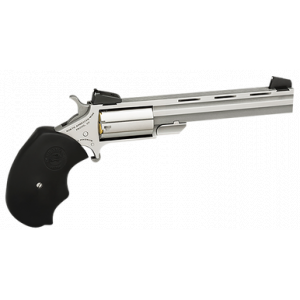 North American Arms MMTL Mini-Master *CA Compliant 22 LR 5rd 4" Vent Rib Barrel, Overall Stainless Steel Finish, Finger Grooved Black Rubber Grip, Adjustable Sights