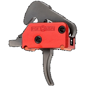 Patriot Ordnance Factory 01509 Drop-In Two-Stage Curved Trigger with 4.50 lbs Draw Weight & Black/Red Finish for AR-Platform