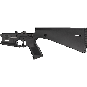 Wraithworks WARP-15 Polymer Complete AR15 Lower Receiver - Black | Mil-Spec Parts Kit | Integral Buttstock & Textured Pistol Grip | Trap Door Buttplate
