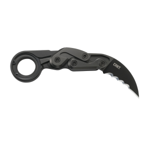 CRKT 4040V Provoke 2.41" Folding Hawkbill Veff Serrated Black TiCN D2 Steel Blade, Black Aluminum Handle, Includes Pocket Clip