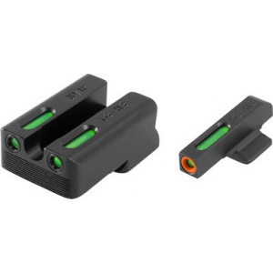 TruGlo TG13NV1PC TFX Pro Black | Green Tritium & Fiber Optic Orange Outline Front Sight Green Tritium & Fiber Optic Rear Sight
