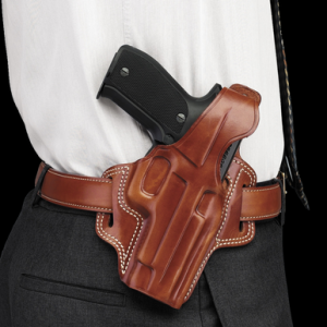 Galco FL104 Fletch OWB Tan Leather Belt Slide Fits Ruger GP100 Fits S&W L Frame Right Hand