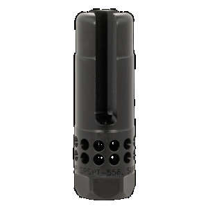 SureFire WARCOMPSPORT5561228 Warcomp Sport Flash Hider 22 Cal (5.56mm) 1/2"-28 tpi, Open Tine 3-Prong, Ported Black Stainless Steel for AR/M4-Platform