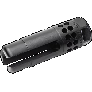 SureFire WARCOMPSPORT7625824 Warcomp Sport Flash Hider 30 Cal (7.62mm NATO) 5/8"-24 tpi, Open Tine 3-Prong, Ported Black Stainless Steel for AR/M4 Platform