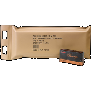 PMC Bronze Battle Pack 9mm Luger Handgun Ammo - 115 Grain | Fmj | 300rd Battle Pack