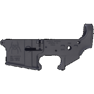 Spikes STLS018 Spider Stripped Lower Receiver with Fire & Safe Markings Multi-Caliber 7075-T6 Aluminum Black Anodized for AR-15
