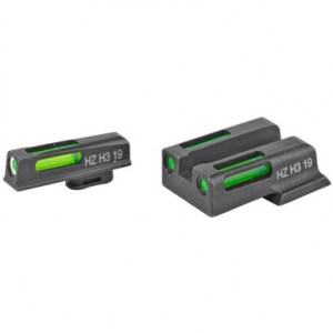 HiViz EZN321 LiteWave H3 Sight Set for S&W EZ380 Green Tritium White Outline Front Sight-Green Fiber Optic Rear Sight