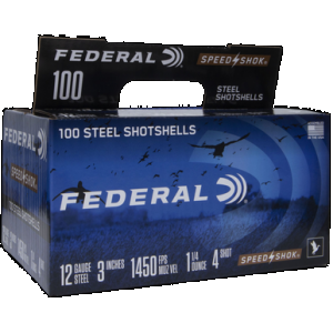Federal Speed-Shok Load 12 Gauge 3 in. 1 1/4 oz. 4 Shot 100 rd.