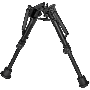 Harris Bipods 1A2-BR2 Non-Swivel BR Swivel Stud, 6-9", Black Steel/Aluminum, Self Leveling Legs, Rubber Feet (No Sling Stud Provision)