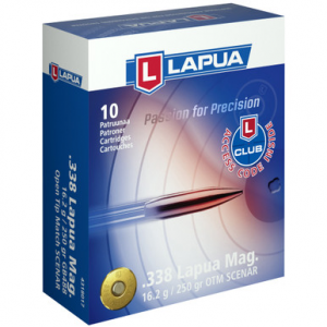 Lapua Rifle Ammunition .338 Lapua Mag 250 gr HPBT 2970 fps - 10/box