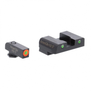 AmeriGlo GL241 Custom Classic Sight Set for Glock Green Tritium Orange Outline Front Sight-Green Tritium White Outline Rear Sight