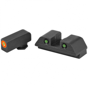 AmeriGlo GL818 Trooper Sight Set for Glock Green Tritium Orange Outline Front Sight-Green Tritium Black Outline Rear Sight