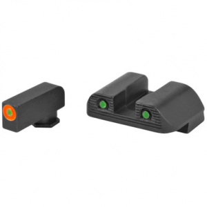 AmeriGlo GL823 Trooper Sight Set for Glock Green Tritium Orange Outline Front Sight-Green Tritium Black Outline Rear Sight