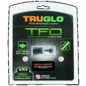 TruGlo TG131NT2 TFO Black | Green Tritium & Fiber Optic Front Sight Green Tritium & Fiber Optic Rear Sight