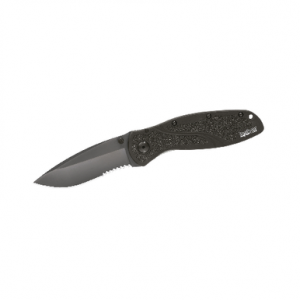 Kershaw Blur Semi Serrated Folding Knife 3-2/5" Drop Point Blade Black