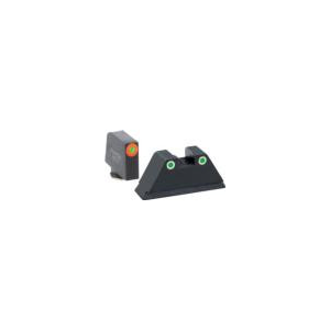 AmeriGlo GL331 Optic Compatible Sight Set for Glock XL Tall Green Tritium Orange Outline Front Sight-Green Tritium White Outline Rear Sight