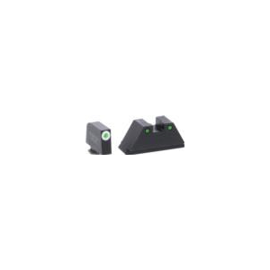 AmeriGlo GL152 Optic Compatible Sight Set for Glock XL Tall Green Tritium White Outline Front Sight-Green Tritium Black Outline Rear Sight