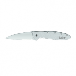 Kershaw Ken Onion Leek Folding Knife 3" Partially Serrated Drop Point Blade Silver
