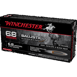 Winchester Ballistic Silvertip Rifle Ammo 6.8 Western 170 gr. Ballistic Silvertip 20 rd.