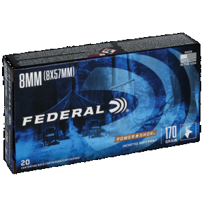 Federal Power-Shok 8mm Mauser Jacketed Soft Point 170 Grain 20 Rounds