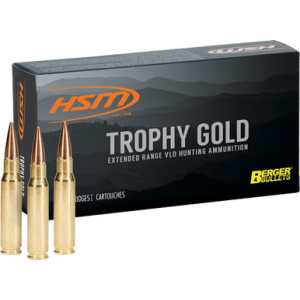 HSM 65X55130VLD Trophy Gold Extended Range 6.5x55 Swedish 130 gr Berger Hunting VLD Match 20 Rounds