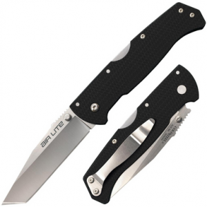 Cold Steel Air Lite Lockback Knife Tanto - 3-1/2" Blade Black G-10
