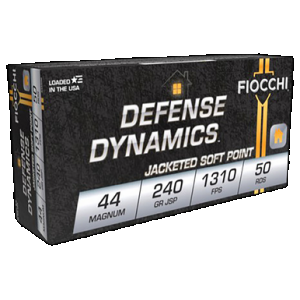FIOCCHI Shooting Dynamics Pistol Ammo 44 Rem Mag 240 Gr. Jacketed Soft Point 50 Rd.