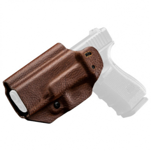 Mission First Tactical Leather Hybrid IWB/OWB Holster for Glock 19/23/44/45 Brown Ambi