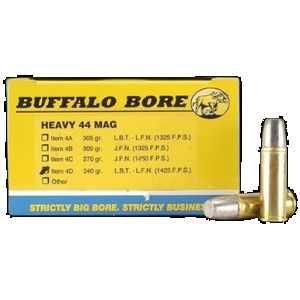 BUFFALO Bore Ammunition 4d20 Heavy Strictly Business 44rem Mag +p+ 340gr Lead Flat Nose 20 Rounds