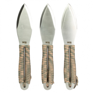 SOG Fling Throwing Knives 2.8" Blade Green and Tan Paracord Wrapped Set of 3