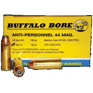BUFFALO Bore Ammunition 4i20 Anti-personnel Strictly Business 44rem Mag 180gr Jacketed Hollow Point 20 Rounds