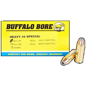 BUFFALO Bore Ammunition 14a20 Heavy Strictly Business 44s&w Spl 180gr Jacket Hollow Point 20 Rounds